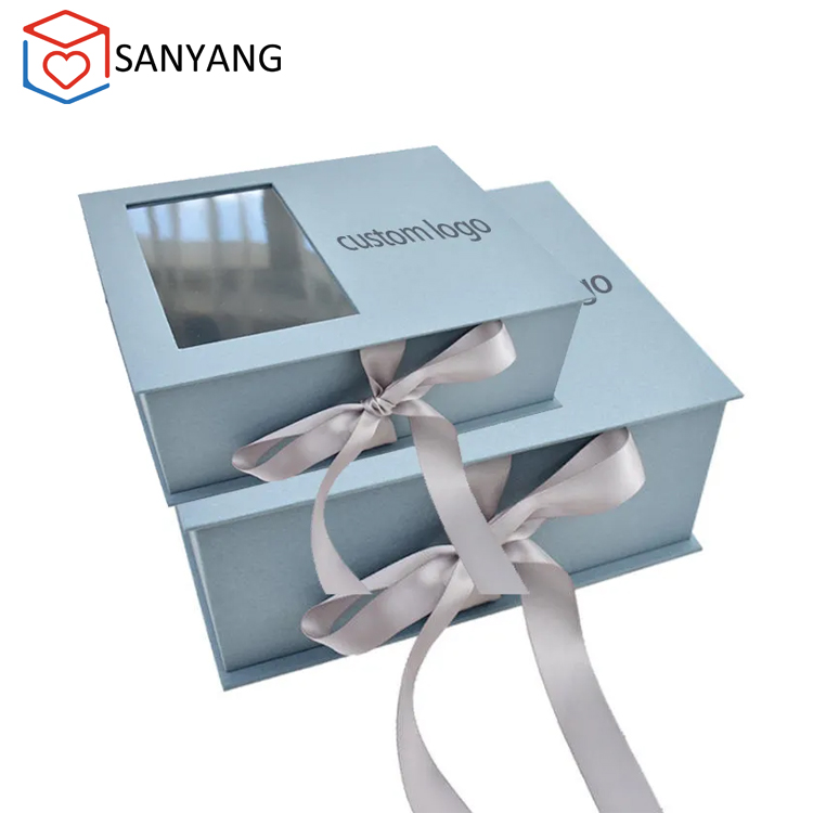New Design Transparent Window Folding Flower Gift Packaging Ribbon Boxes for Candy and Chocolates Box