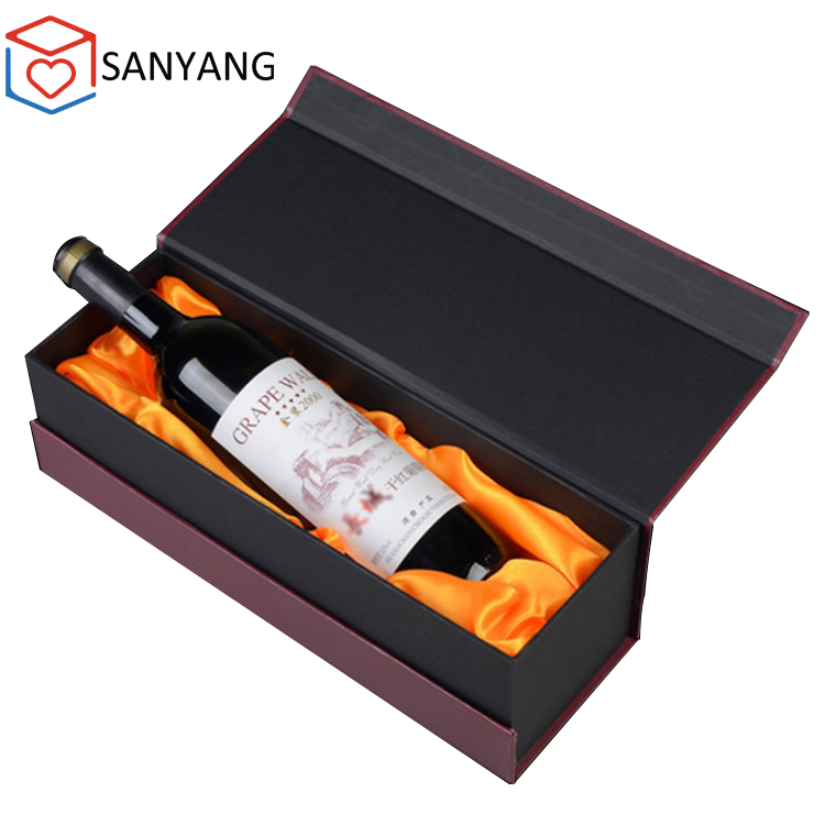 Paper Packing Box for Wine Magnetic Lid Simple Cheap Package Box Gold Stamping Lid